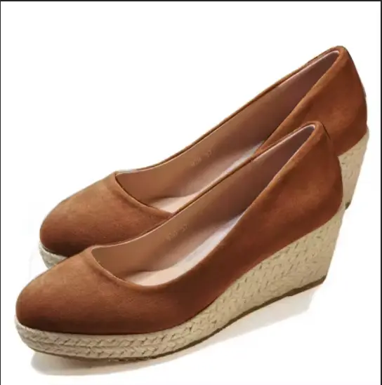 EAGSITY-Chaussures à l'offre elles compensées en daim pour femmes, espadrilles à talons hauts, escarpins à plateforme décontractés, chaussures de travail pour dames, fête et bureau