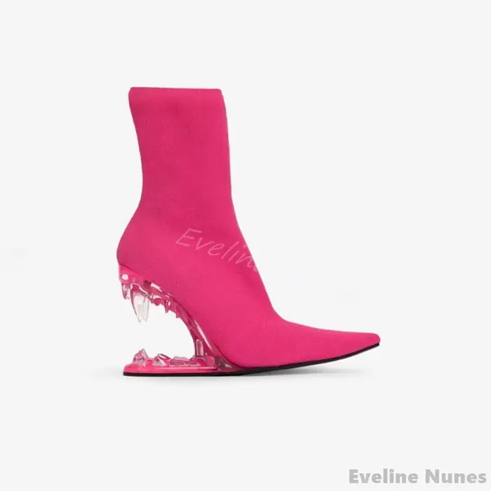 Bottes extensibles à talons en dents de tigre géantes en métal pour femmes