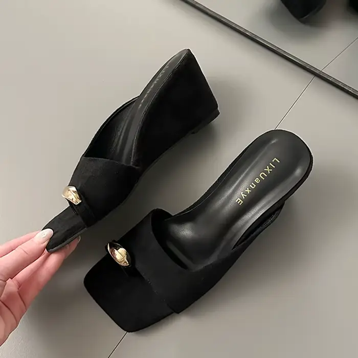 Sandales compensées pour femmes à talons hauts, à bout carré et à pince, style mules, nouvelle collection été 2026, de créateur, tongs, escarpins mode, claquettes pour femme