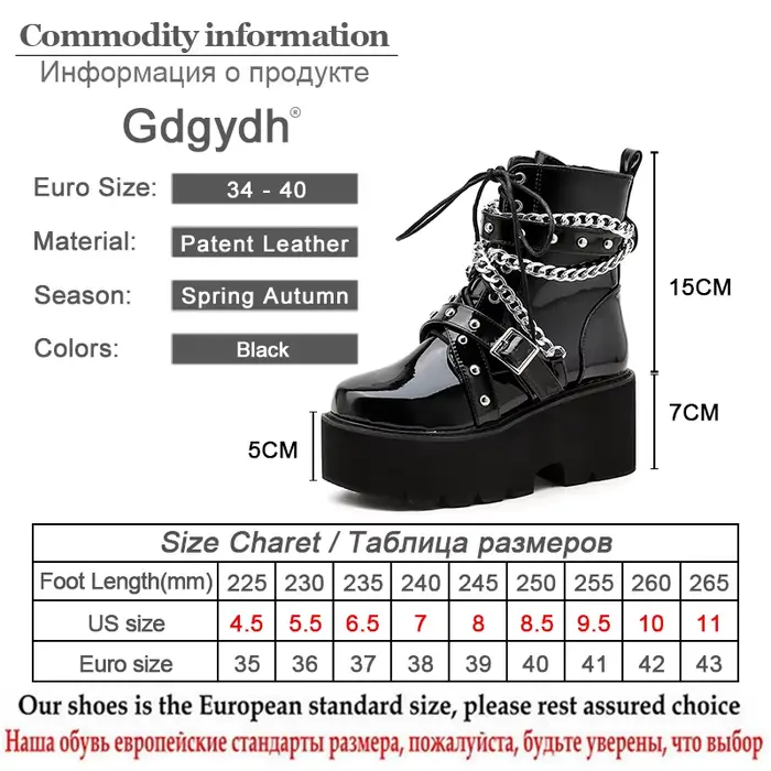 Gdgydh – bottes à chaîne Sexy pour femme, avec boucle de cheville, talon carré, semelle épaisse, Sty