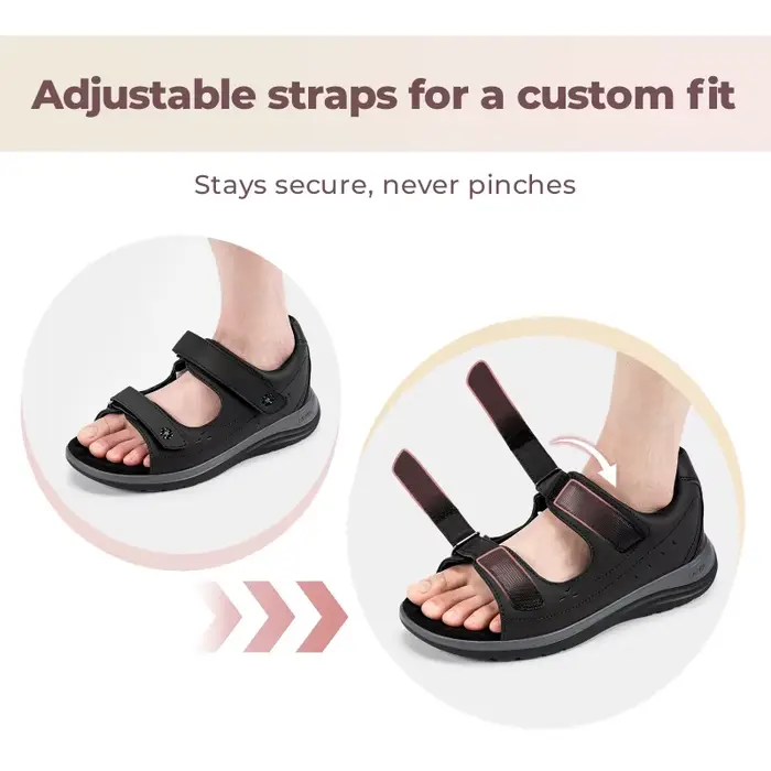 Sandales orthopédiques FitVille pour femmes diabétiques, à bout ouvert, largeur large, avec sangles 