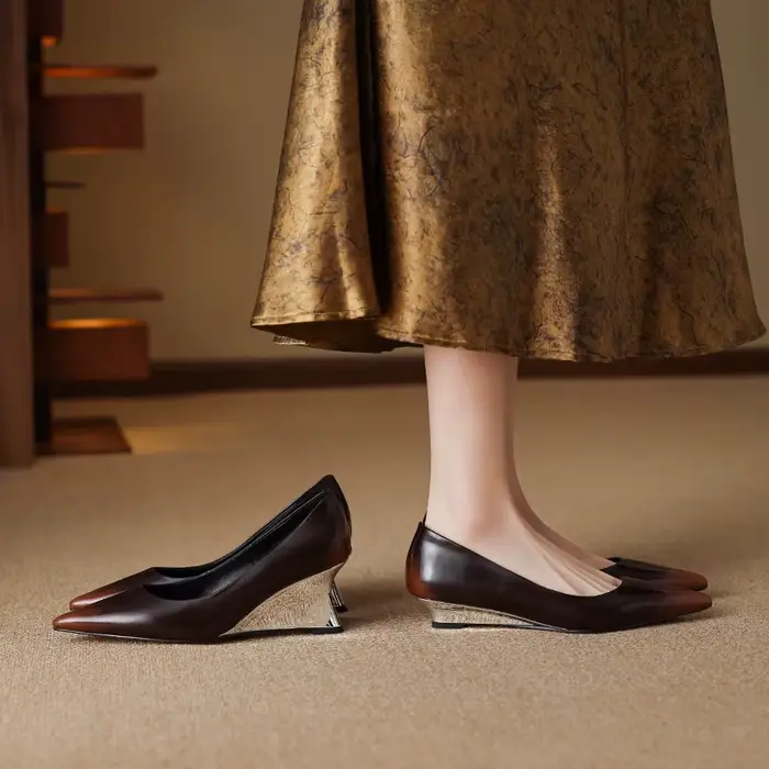 QUTAA News – escarpins en cuir véritable pour femmes, chaussures à talons hauts, bout pointu, Sexy,