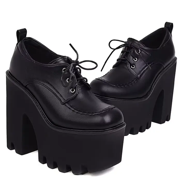 SIMLOVEbalance-Escarpins à plateforme pour femmes, chaussures Parker, gros talons, lacets, caoutchou