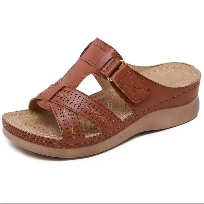 Sandales orthopédiques à bout ouvert pour femmes, chaussures d'été à talons compensés, Vintage, anti