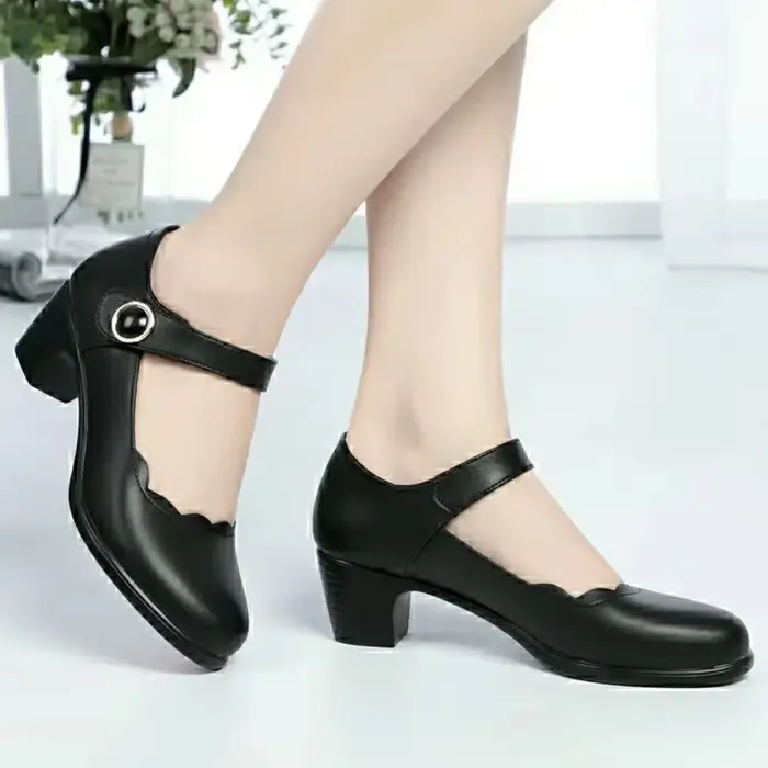 Bombas De Mujeres femmes mignon doux rouge sans lacet chaussures à talons hauts dame décontracté confortable automne pompes femme noir chaussures G743