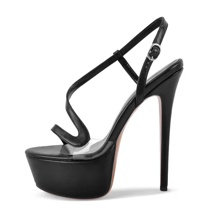 Onlymaker Sandales à plateforme pour femmes, à bout ouvert, à talons fins et hauts, pour soirée, tal