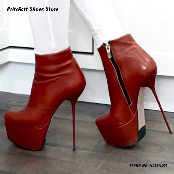 Bottines à plateforme rouges pour femmes