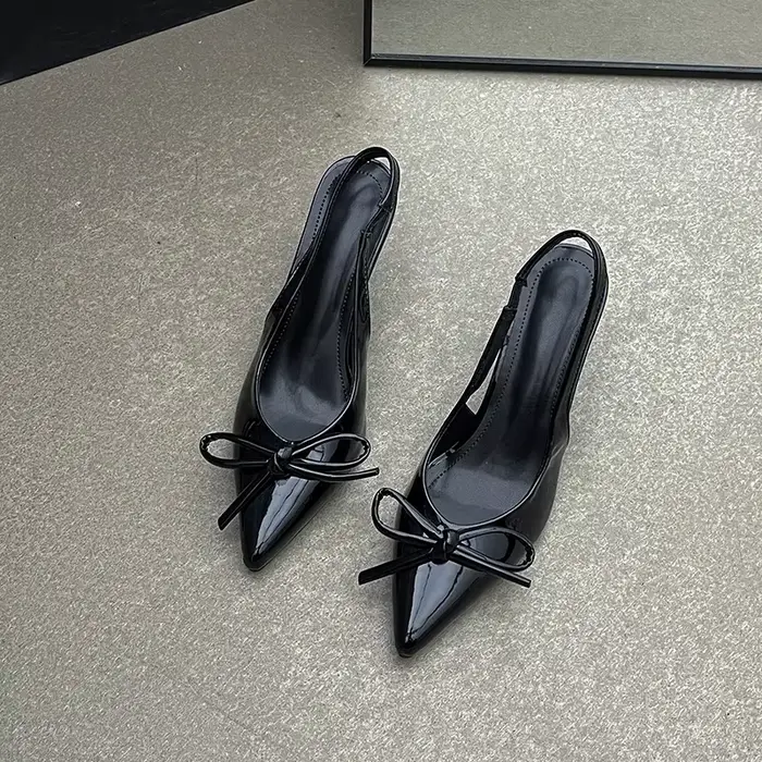 Escarpins d'été à talons hauts pour femmes, sandales, chaussures à la mode, peu profondes, avec nœud