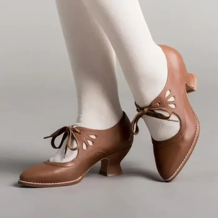 Rétro Jane pompes femme Vintage à lacets robe à talons bas Zapatos dames marque Design papillon aile Derby chaussures grande taille