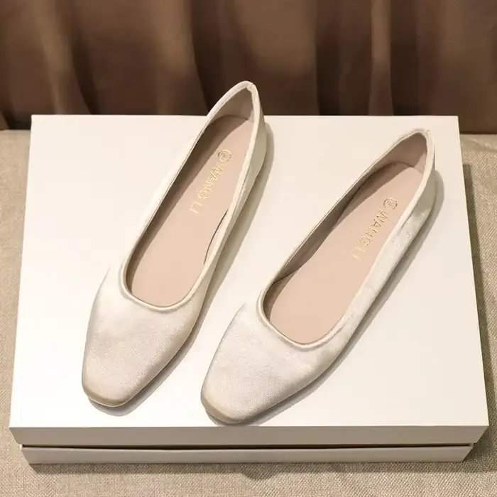 Chaussures pour femmes talon bas élégant bureau Slip-onSquare orteil femme chaussures plates 2025 ét