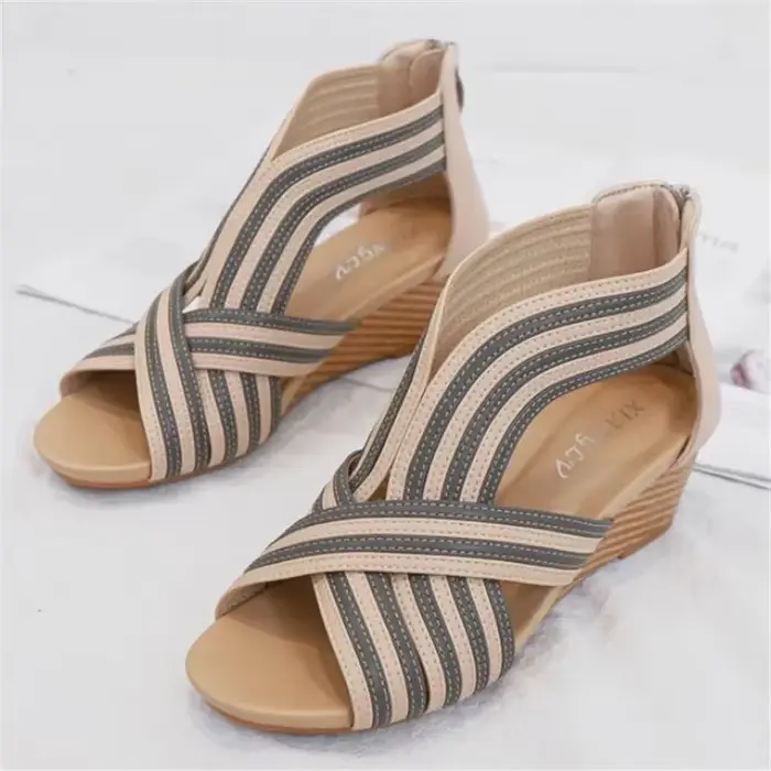 BEYARNE plate-forme talon compensé plate-forme sandales femmes été nouveau sac talon fermeture éclair chaussures romaines mode décontracté femmes sandales