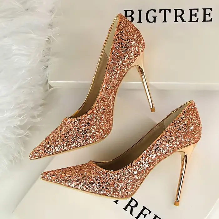Femmes pompes mode talons hauts fête de mariage Bling