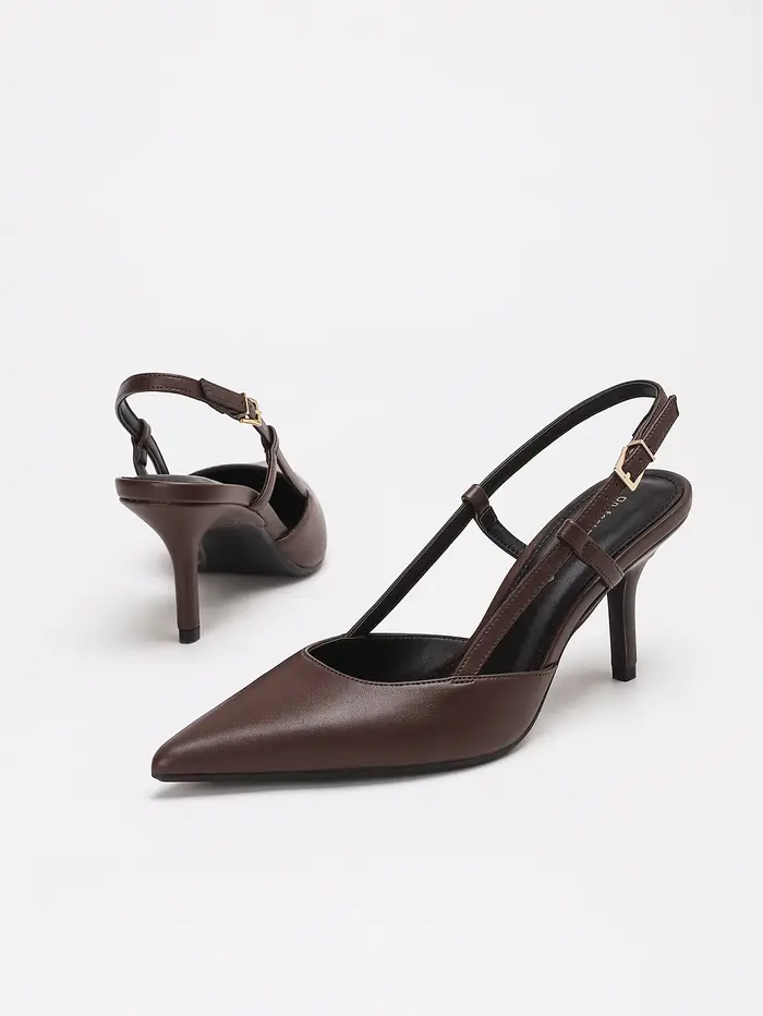 Escarpins marron à bride arrière pour femme