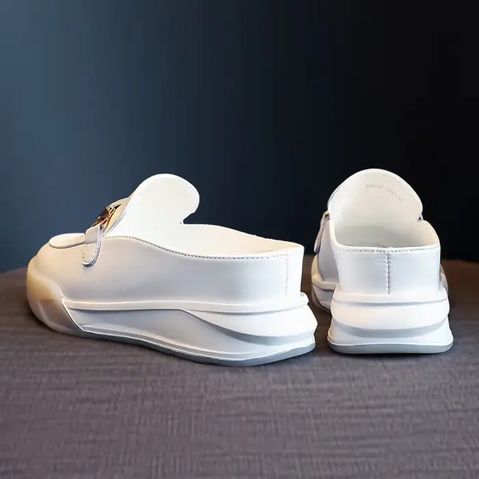 Mules en cuir à plateforme pour femmes