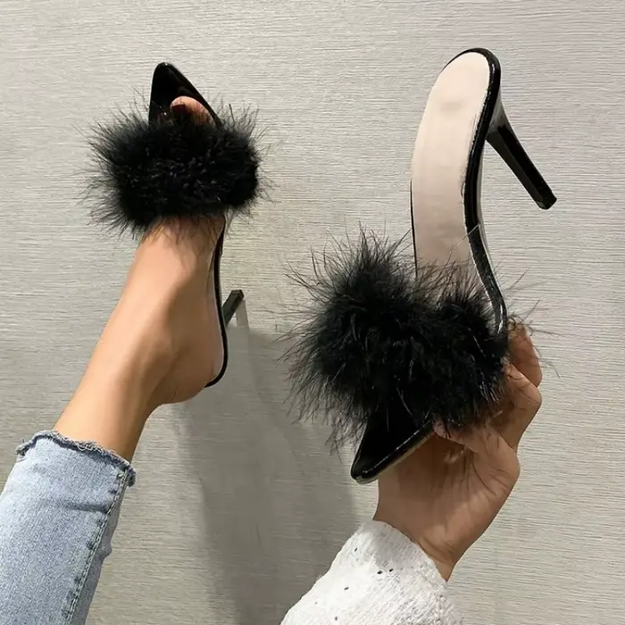 Pantoufles Sexy à Talons Hauts avec Design à Talons Fins