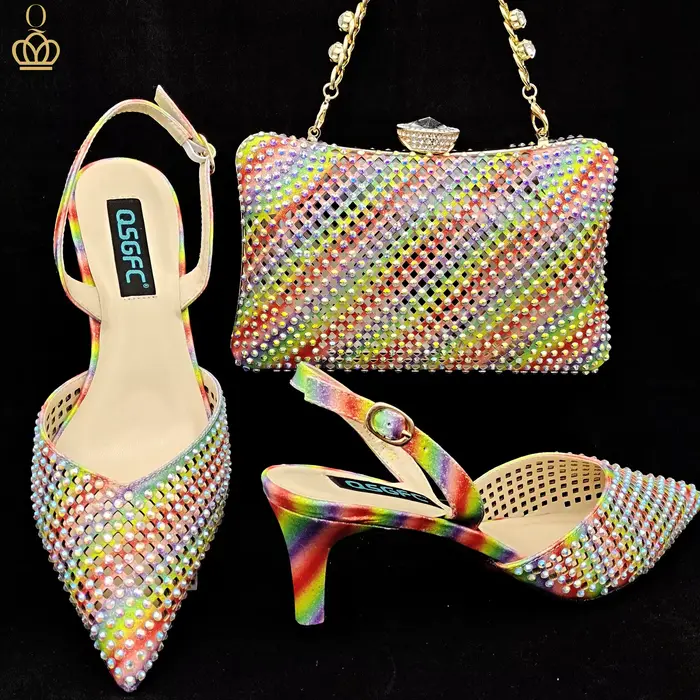 QSGDavid-Chaussures pointues creuses à talon moyen, sac de banquet confortable, design italien, conv