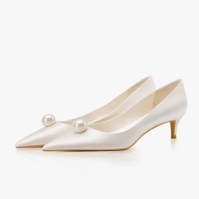 Chaussures de mariée en satin blanc de luxe 2026, chaussures de mariée de créateur, talons hauts per