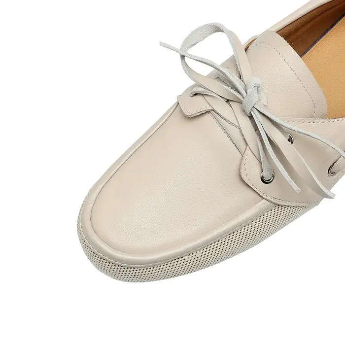 2025 nouvelle tendance élégant automne véritable cuir de vache femmes chaussures plates Beige marron