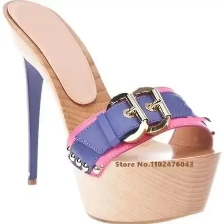 Sandales Peep Parker à plateforme pour femmes, chaussures à talons hauts, design de luxe, ceinture e