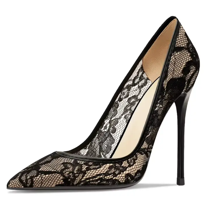 Escarpins en dentelle à talon aiguille, nouvelle collection été 2026, sexy et tendance pour femme