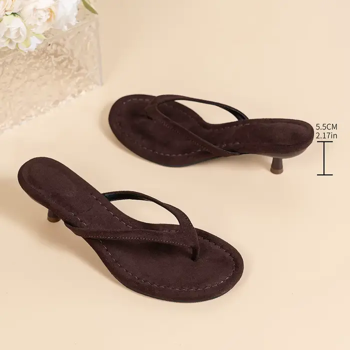 Sandales à talons fins marron pour femmes, confortables, pour l'été, la plage, les vacances, les fêt
