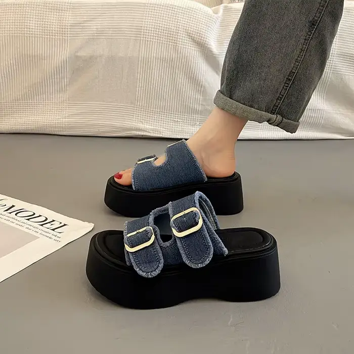 Sandales compensées orthopédiques premium pour femme, style vintage, à bout ouvert, tongs à platefor