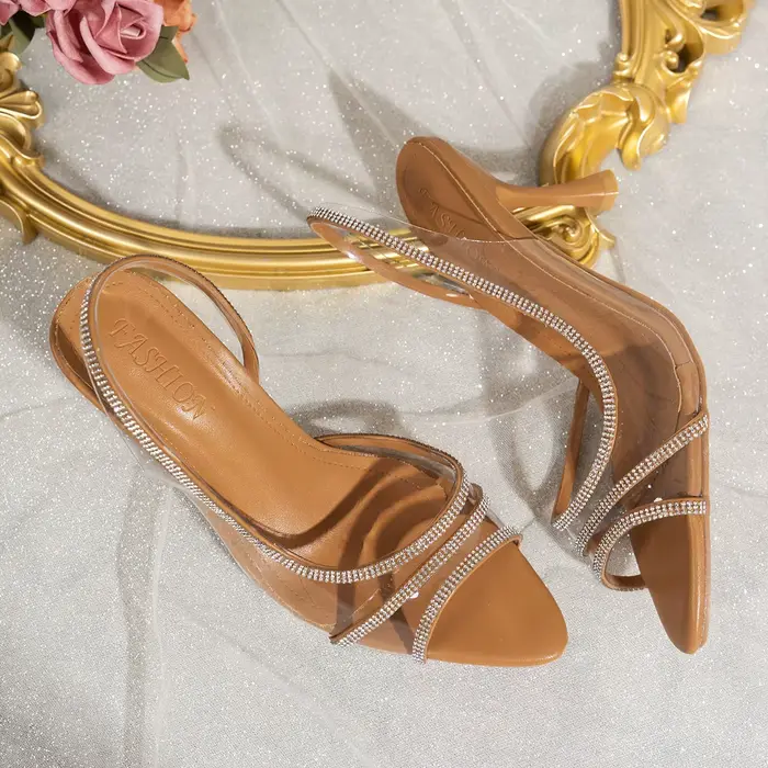 YUYIN – Escarpins d'été à strass pour femme, sandales à talons transparents pour le bureau, élégante