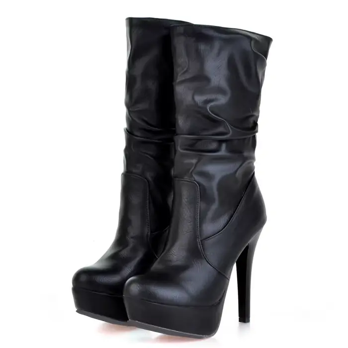 Bottes à talon aiguille ultra haut pour femmes, imprimé léopard, doublure plissée, mi-mollet, talon 