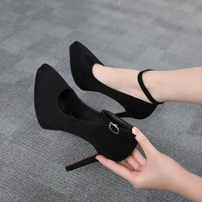 Escarpins pointus à talons fins pour femmes, chaussures de travail à plateforme de 10 cm, petite tai