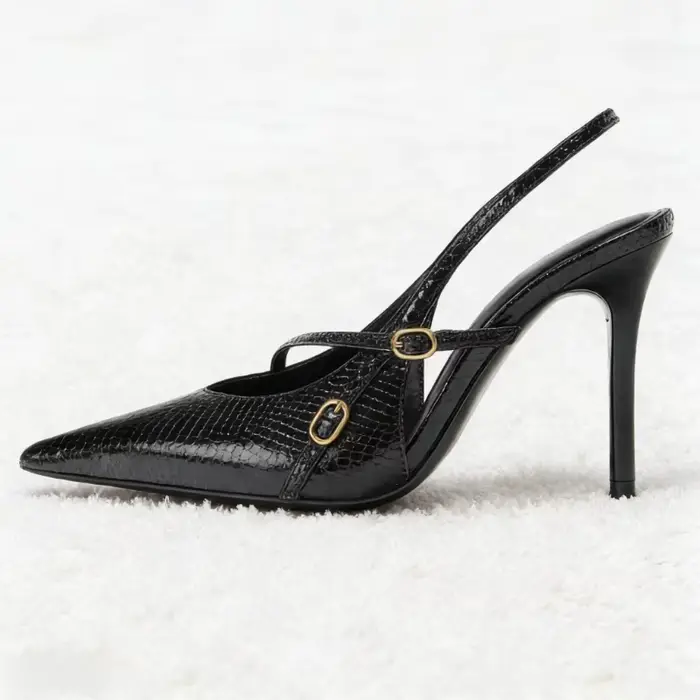 Escarpins noirs en relief pour femmes