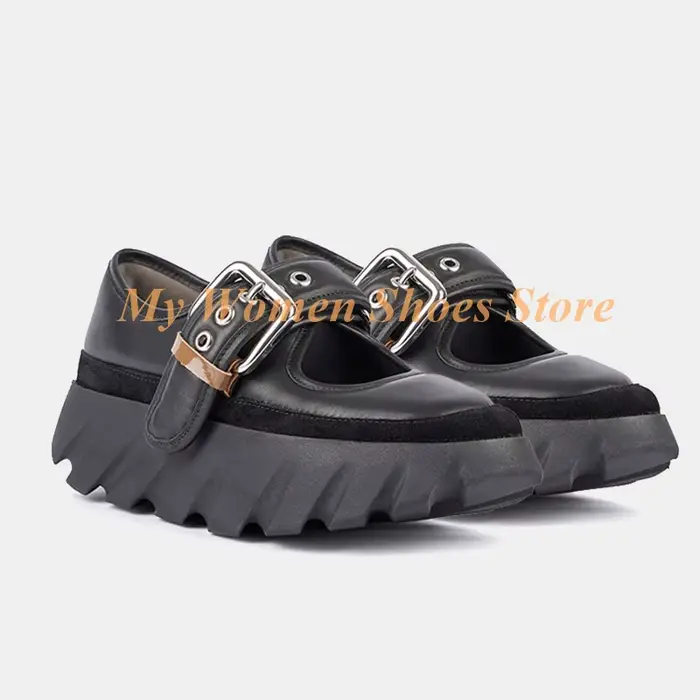 Chaussures à talon épais avec bride à boucle, bout rond, talon compensé, rehaussantes, sur mesure, s