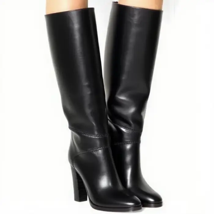 Cuir mat couture genou bottes hautes Sexy bout pointu solide talon carré Accetp personnalisé nouveau