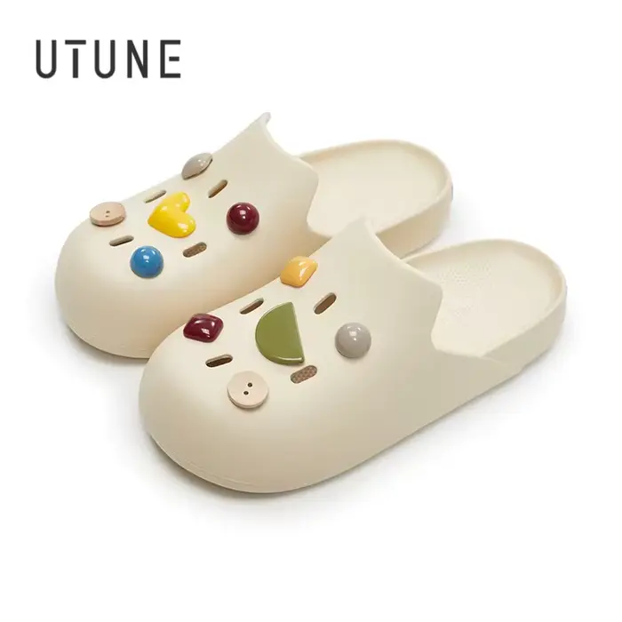 UTUNE Mules pour femmes Sabots Sandales Chaussures et chaussures d'été Charme DIY Vêtements d'extérieur Intérieur Maison Talons épais Bureau Slip-on Pantoufle