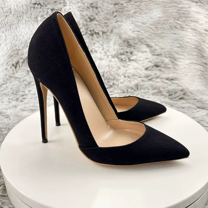 Escarpins à talons aiguilles en daim gris pour femmes