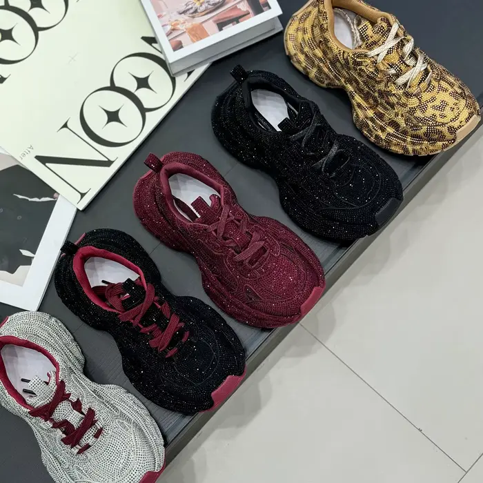 Chaussures décontractées tendance pour femme, style Gypsy, à semelle épaisse, ornées de strass, coll