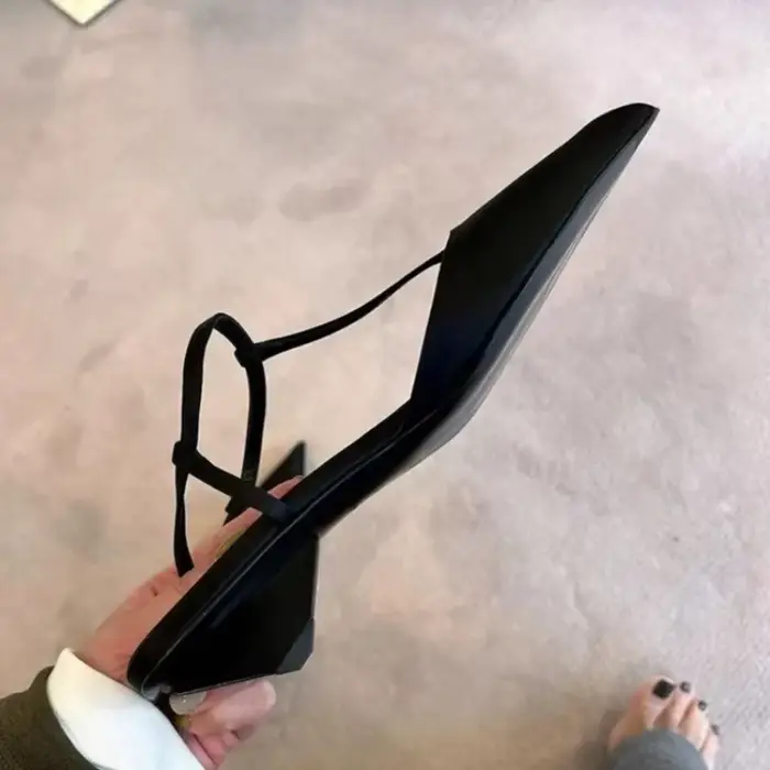 Chaussures de marque pour femmes, sandales Sexy à bout pointu, confortables, à talons bas, tendance, simples, polyvalentes, escarpins de grande taille
