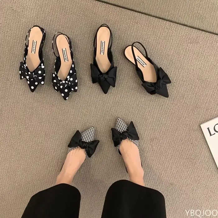 Baotou-Sandales pointues à talons bas pour femmes
