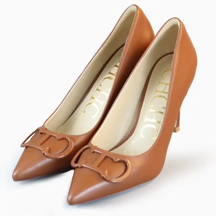 Escarpins Slingback Noir et Rouge Contrastés 2026 CH Fashion pour Femme, Bout Pointu, Boucle Métalli
