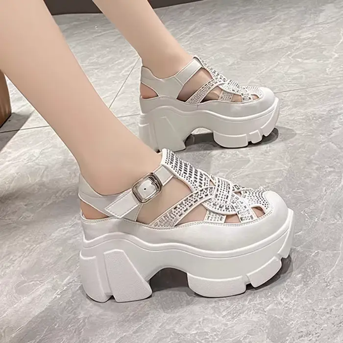 Sandales à Plateforme avec Strass pour Femme