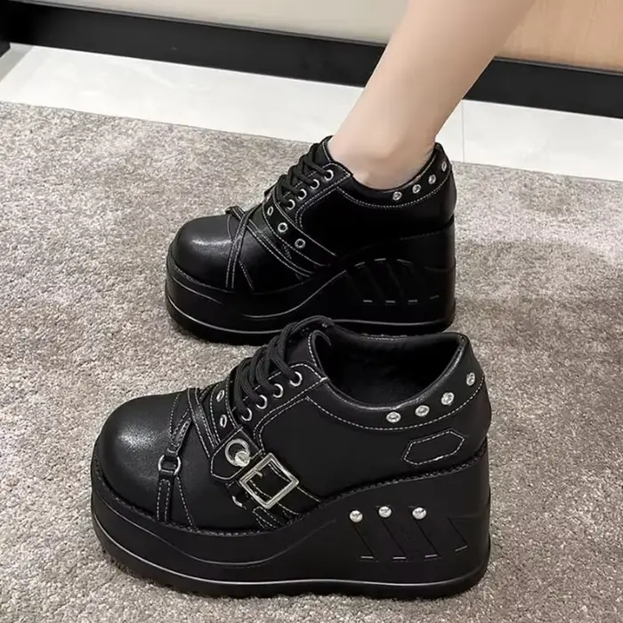Chaussures à plateforme Mary Gasoline pour femmes, semelle optique, talons hauts compensés, fête, co