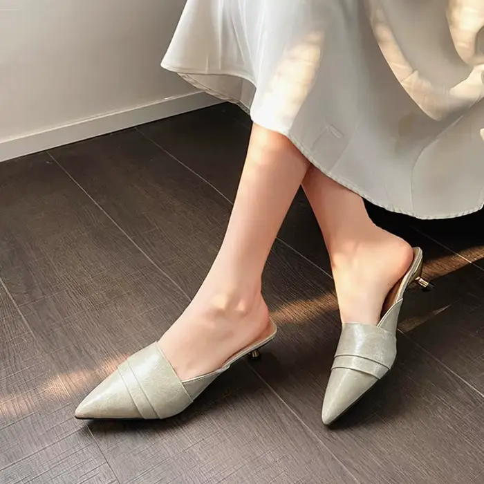 Mules à talons hauts et bout pointu pour femme, sandales d'été, chaussures de luxe 2026, chaussures de marche, sandales à enfiler Mujer Zapatos