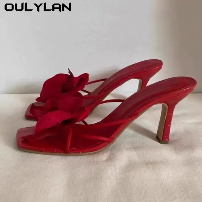 Oulylan luxe femmes talons hauts sandales Style élégant fleur orteil