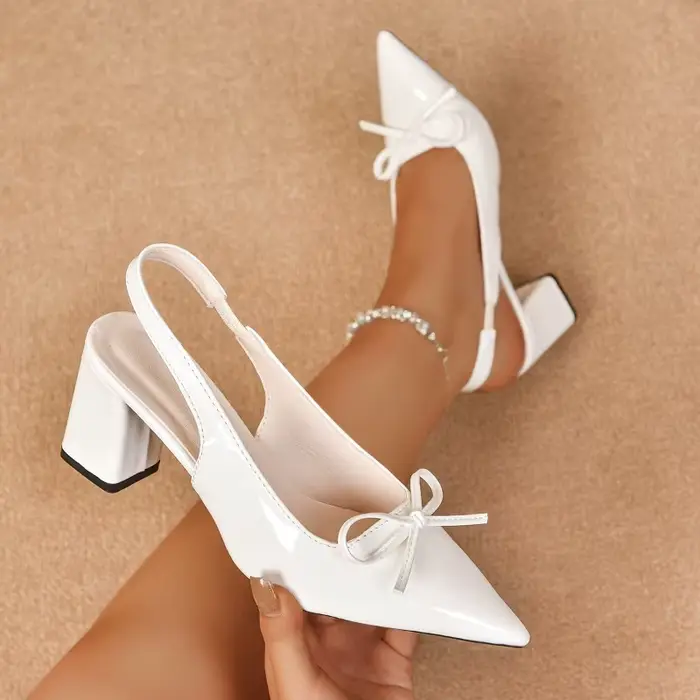 Baotou – sandales à talons bloc, bout pointu, bouche peu profonde, nœud, une sangle antidérapante, talons hauts résistants à l'usure, nouvelle collection automne