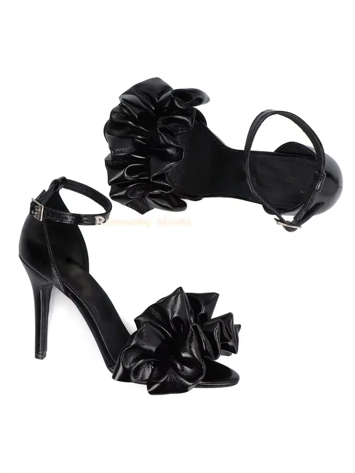 Sandales de luxe noires à talons hauts fins pour femme 2026