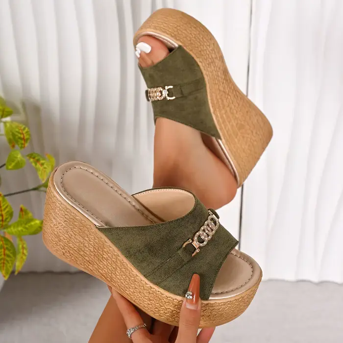 Nouvelles sandales compensées à bout ouvert pour femme, style européen, plateforme épaisse, talons h