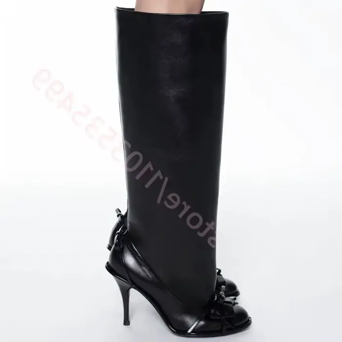 2025 automne vert rond arc genou-bottes nouveaux modèles défilé Sexy dames Stiletto botte longue noi