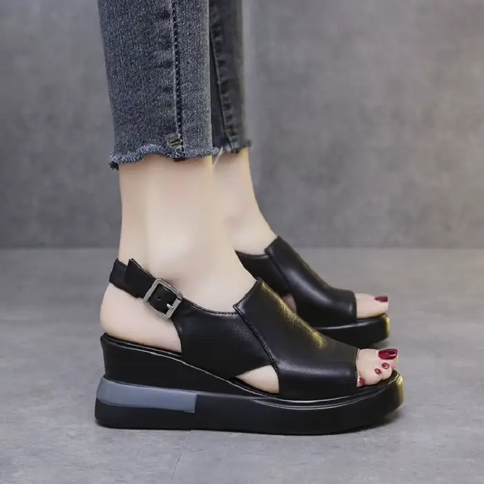 2025 été sandales à plate-forme compensée mode rétro Romen chaussures De plage dames décontracté Peep orteil doux confortable Sandalias De Mujer