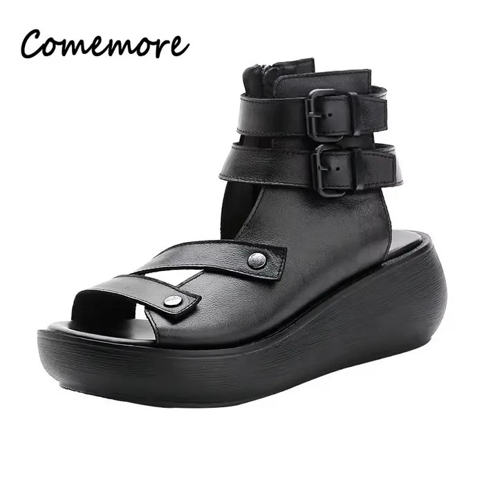 Sandales de gladiateur en cuir rétro pour femmes