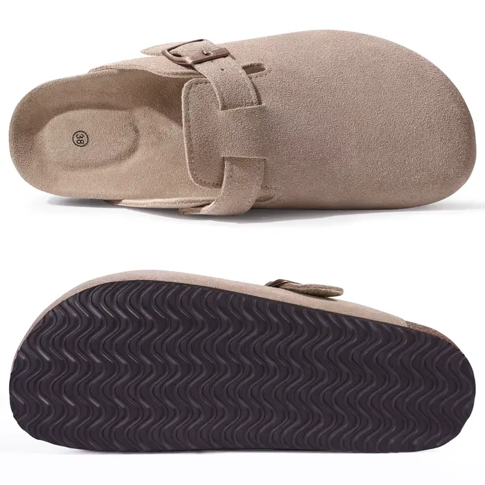 Smile – chaussures de pommes de terre en daim de vache pour femmes, avec sangle réglable, semelle in