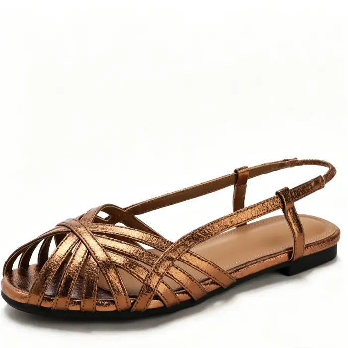 Nouvelles sandales plates style romain orange 2026 à brides croisées